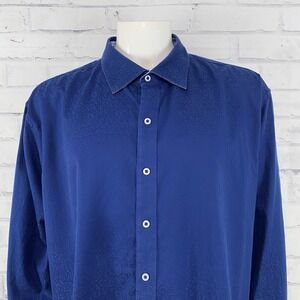 Robert Graham Shirt Men's 2XL Long Sleeve Button Up Contrasting Cuffs Paisley‎